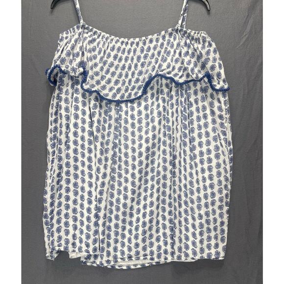 Polo Ralph Lauren blue and white off-shoulder top cottage coastal boho - Picture 2 of 3